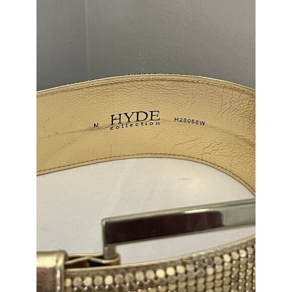 Vtg Hyde Collection Metallic Gold Mesh Belt Wide Buckle Sz M 70s 80s Chainmail main image 6